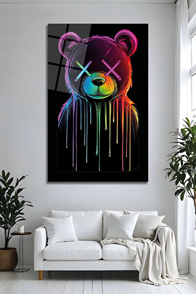 Parıltı Yayınları Pictură pe sticlă cu ursuleț de pluș cu graffiti colorat în...
