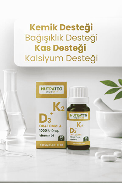 nutratto Vitamin D3 K2 Damla Günlük Takviye 1000 IU 20 ml BackedVit Yetişkin Kullanımı