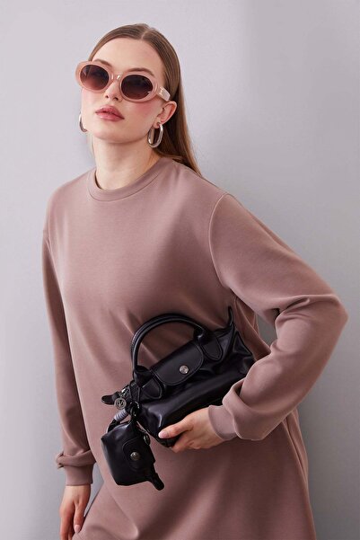 Levidor Light Mink Basic Sweatshirt with Cuff Sleeves