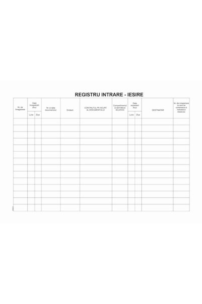 OEM Registrul orizontal de intrări-ieșiri, A4, hârtie offset 60 g/mp, 1 exemp...