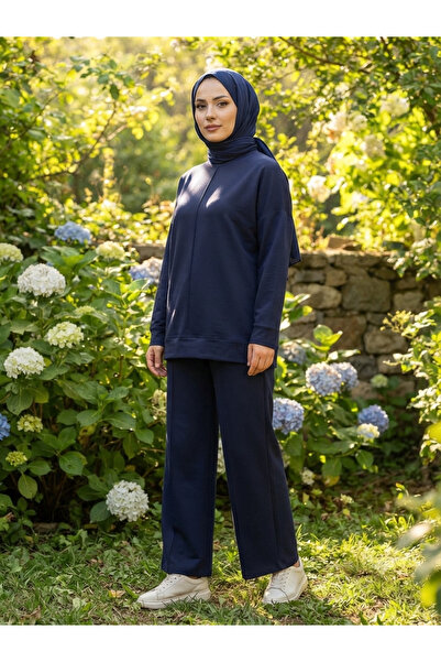 MEBA Women's Islamic Clothing Summer Thin Fabric Self-Line Detailed Crew Neck...