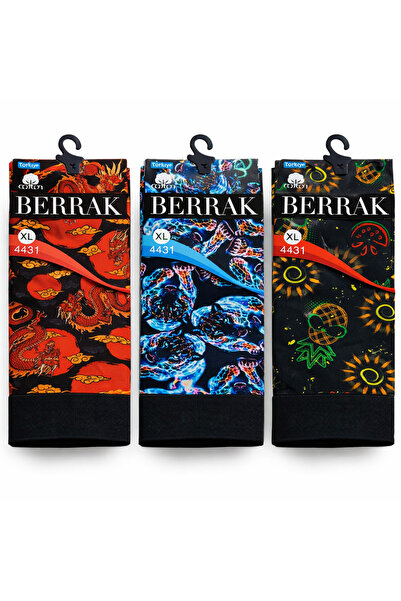 Berrak Men's Boxer Set 3-Piece Fun Patterned Cotton Flexible Comfortable Boxe...