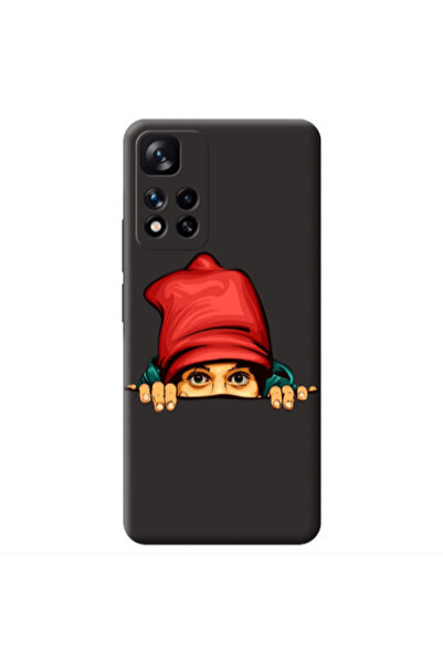 Other Xiaomi Redmi Note 11 Pro 5G Hidden Girl Black Colored Silicone TPU Θήκη