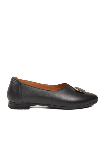 AYAKMOD Pantofi casual de damă din piele naturală neagră 618 Z