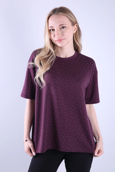 Veni Life Women's Stoned Crew Neck Oversize T-Shirt