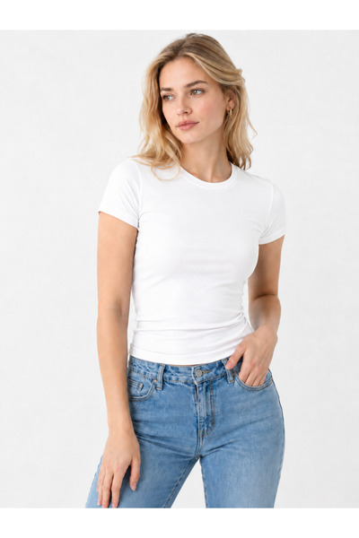 POLYMOOD Women's 95% Cotton Body-Fitting Full Length Slim Fit Lycra Blouse-T-...