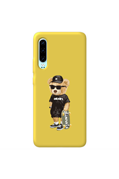 Other Huawei P30 Bear with glasses Yellow Colored Silicone TPU Θήκη