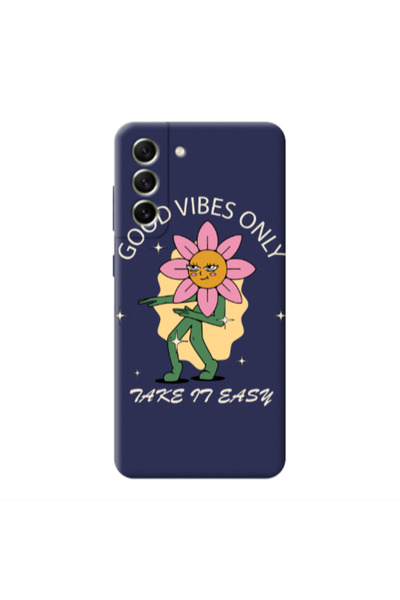 Other Samsung S21 Good Vibes Only Dark Grey Colored Silicone TPU Θήκη