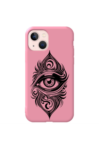 Other Apple iPhone 13 Eye patterned drawing Pink Colored Silicone TPU Θήκη