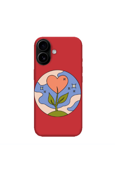 Other Apple Iphone 16 plus Hearted Flower Red Colored Silicone TPU Θήκη