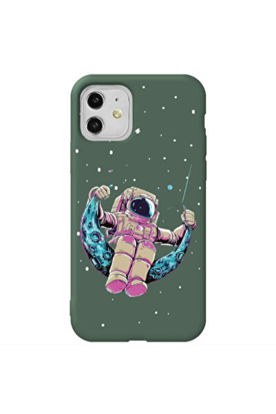 Other Apple iPhone 11 Astronaut swinging on the moon Dark Green Colored Silic...
