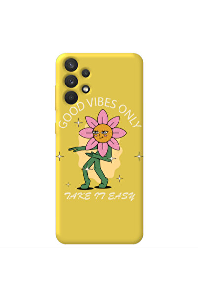 Other Samsung A32 4G Good Vibes Only Yellow Colored Silicone TPU Θήκη