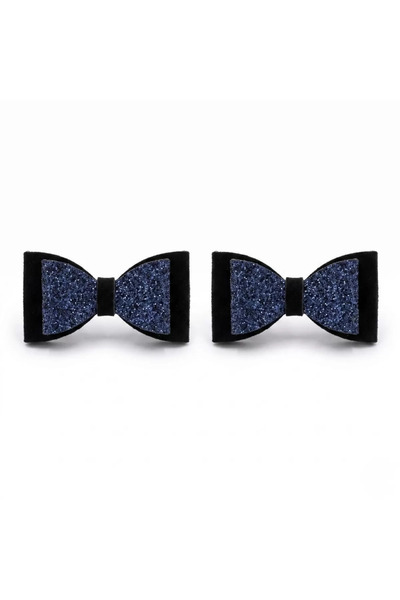 Generic Brand Handmade Shiny Faux Leather Glitter Buckle Set of 2 Bows Black ...