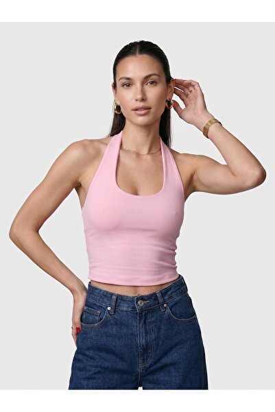 Noe Collection Kadın Halter Yaka Dar Kalıp Sırt Dekolteli Slim Fit Basic Body