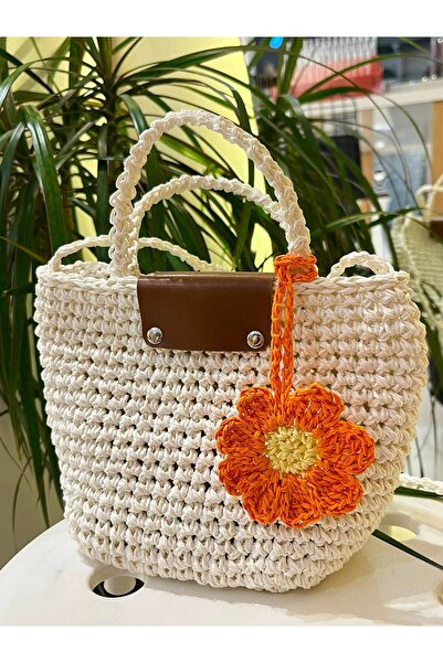 Moon Handmade Çiçek Model Örgü Çanta Süsü, Charmı