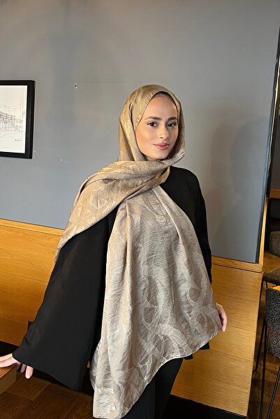 YILDIZ SCARFS Premium Jacquard Shawl Ivy Pattern - Mink