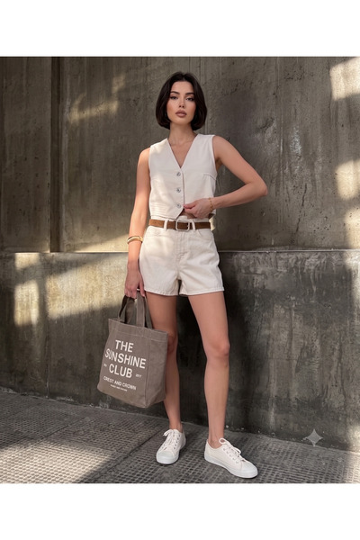 MUG collection Women's Denim Shorts with Belt