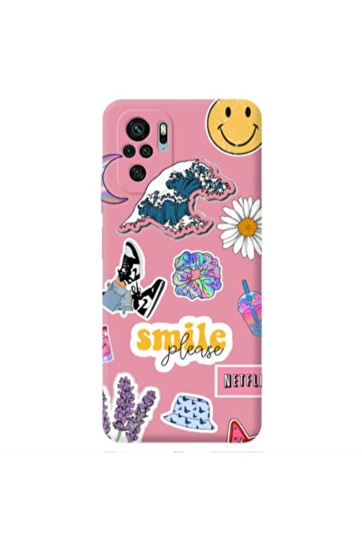 Other Xiaomi Redmi Note 10S Smile Moon Pink Colored Silicone TPU Θήκη