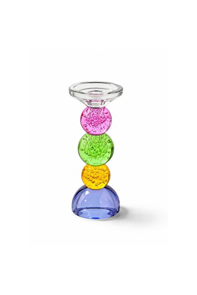 i love home glass Bubble Kristal Cam Şamdan
