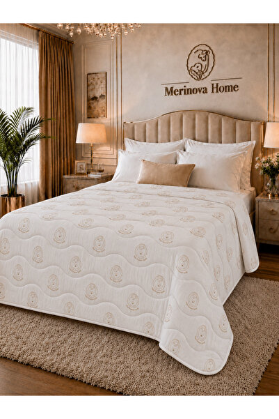Merinova Home Merinova Single-Person Merino Wool Filled Pique Natural Wool Li...