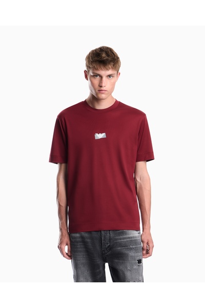Emporio Armani Men's Short Sleeve Crew Neck Regular Fit Red T-Shirt