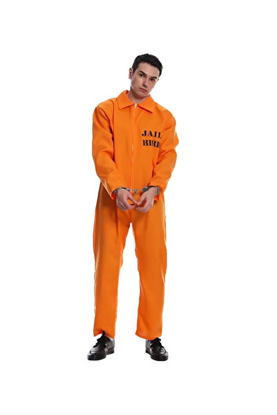GGEROU Men's Cool Prisoner Uniform Costume,Orange Prisoner Costume Men, Orang...