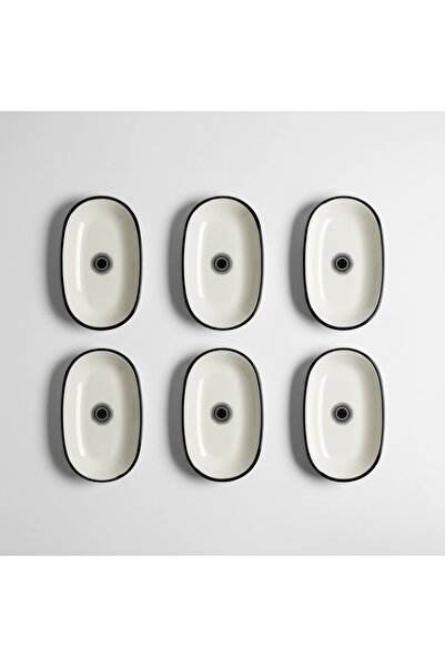 Qua Home Aspen 6'lı Çizgili Kayık Tabak 25x14 Cm