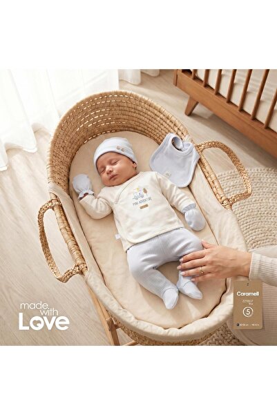 ALTINTAŞ BABY Caramell Moving Car 5-Piece Hospital Release Bodysuit Set