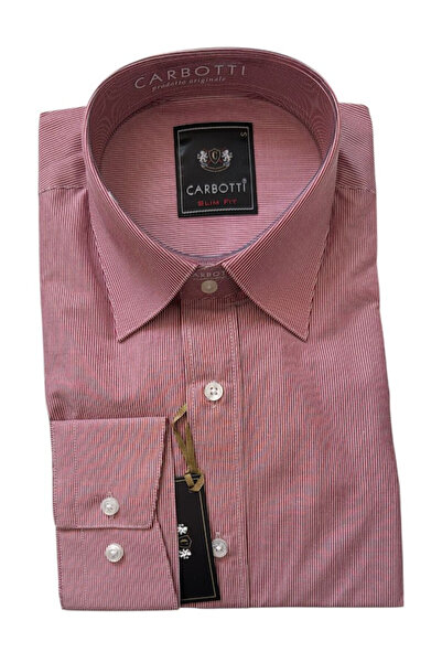 OEM Camasa barbati, roz cu dungi, maneca lunga, slim fit, bumbac-poliester, m...