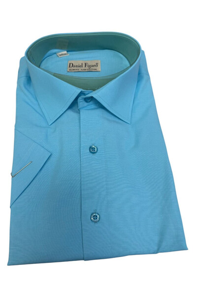 OEM Camasa barbati, turcoaz aqua, slim fit, maneca lunga, bumbac masura S 37-38