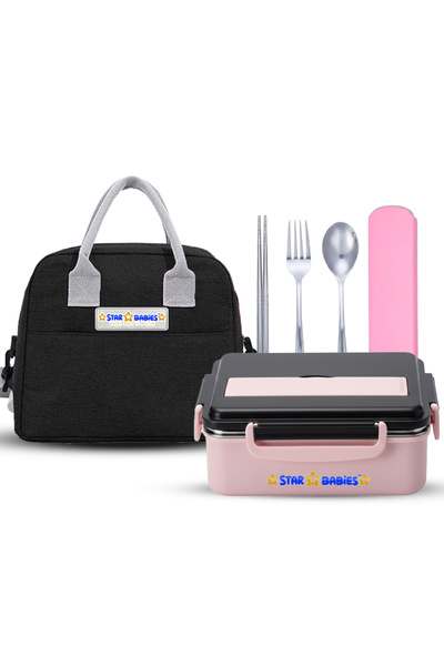STAR BABiES - Bento lunch box with insulated lunch bag medium & cuttlery set ...