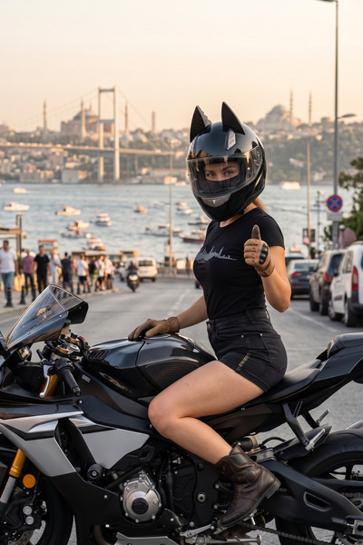 3dfabrick Büyük Boy Siyah Kurt Motosiklet Kask Kulağı - Yapışkanlı Alpha Kask...
