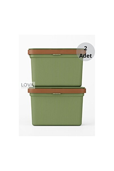 Empressco Set of 2 6 Lt Green Multi-Purpose Baskets with Handles and Lids