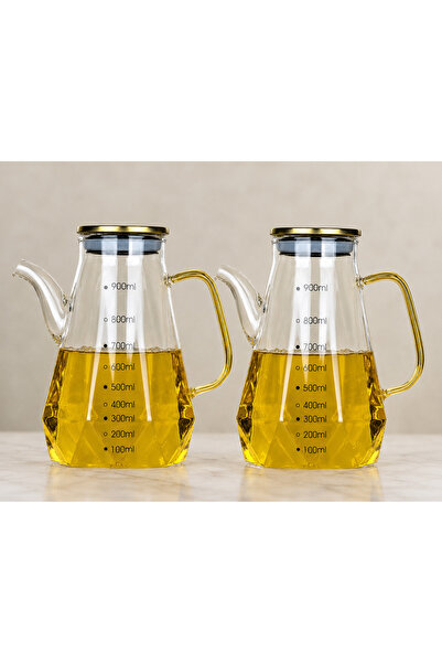 Paşabahçe 2'li Ölçülü Cam Borosilikat Yağlık Sirkelik 900ml Yağdanlık(tıpasız)