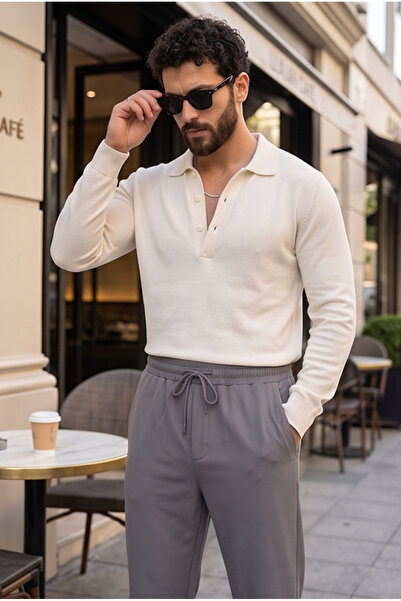 uyguntarz Men's Gray Premium Comfortable Fit Elastic Waist Lace-Up Fabric Tro...
