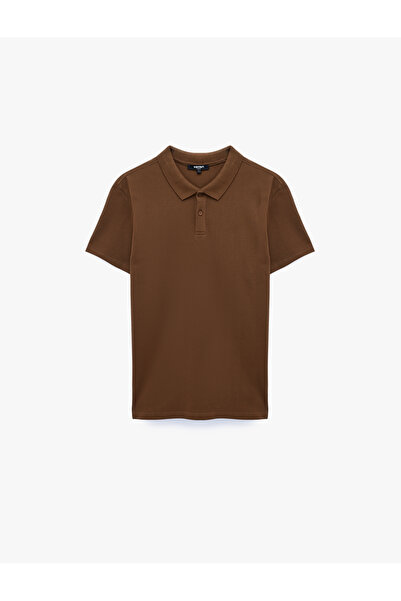 Koton Cotton Pique Fabric Short Sleeve Polo Collar Printed Slim Fit T-Shirt