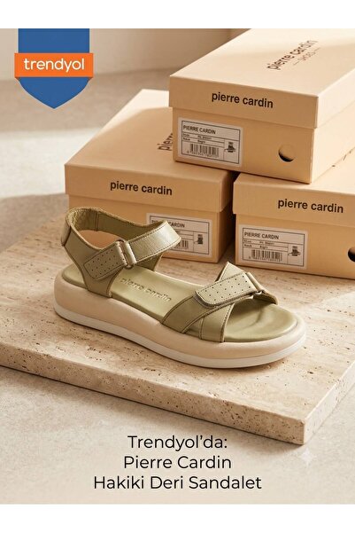 Pierre Cardin Genuine Leather Adjustable Velcro Comfortable Women's Sandals