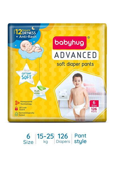 Babyhug حفاضات ناعمة متطورة على شكل سروال، مقاس 6 - 126 قطعة