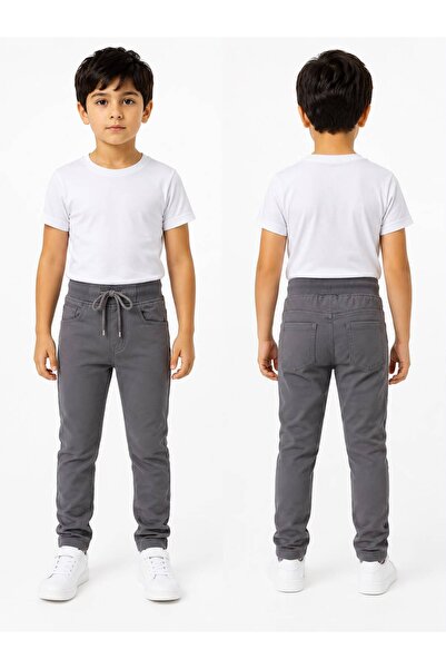 Dıgıl Kids Ribana bel kanvas okul pantalonu likralı Unisex