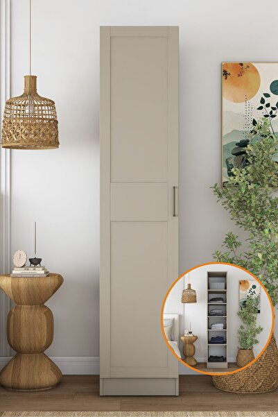 Rani Mobilya Rani BA292 Membran Kapaklı Gardırop Tek Kapaklı 5 Raflı Elbise D...