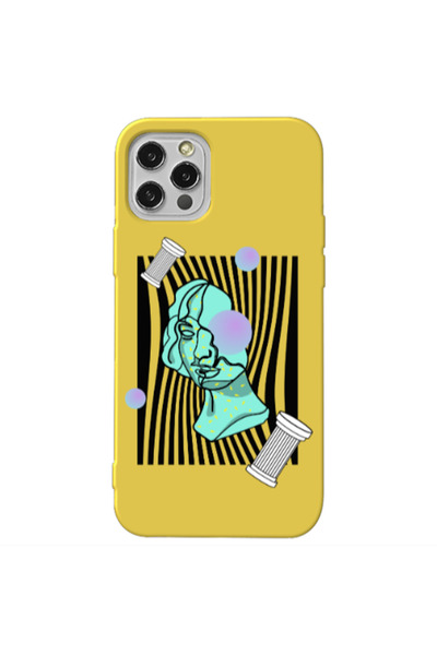 Other Apple iPhone 12 Pro Columns Yellow Colored Silicone TPU Θήκη