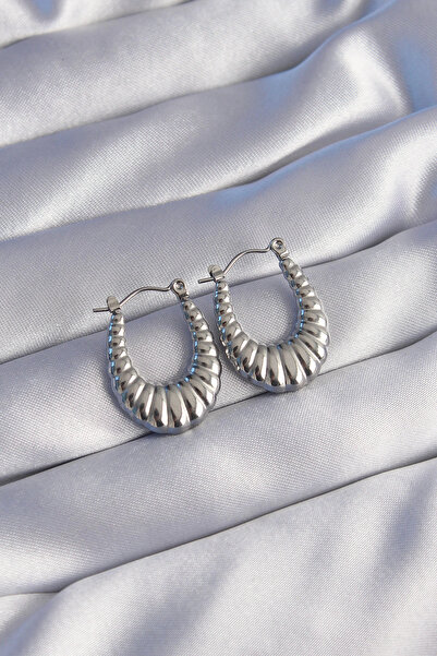 ARMÜZ 316L Steel Silver Color Long Baklava Look Earrings