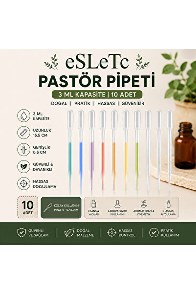 eSLeTc 10 Adet 3 ml Pastör Pipeti Plastik Damlalık MUM CANDLE NİŞAN DÜĞÜN KINA