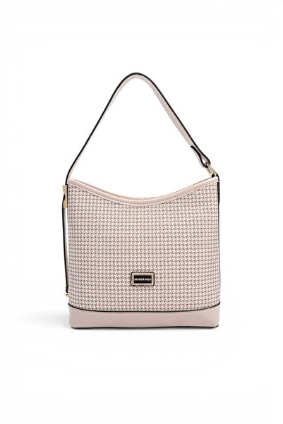 Silver Polo Burgundy - Powder Houndstooth Plaid Women's Shoulder Bag Sp1286