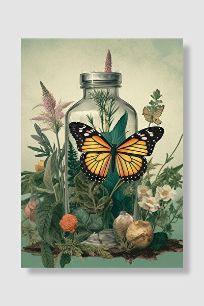 Luna Marissa Poster cu fluturi într-un borcan, fluture monarh, decor de peret...