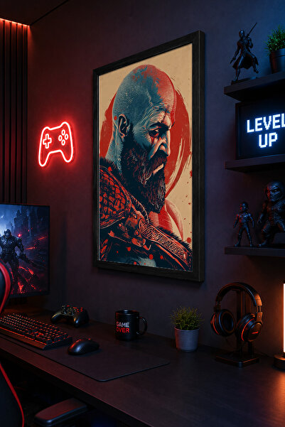 Charmbi God Of War 15x21 Ahşap Çerçeveli Anime Poster Hediyelik Duvar Tablosu...