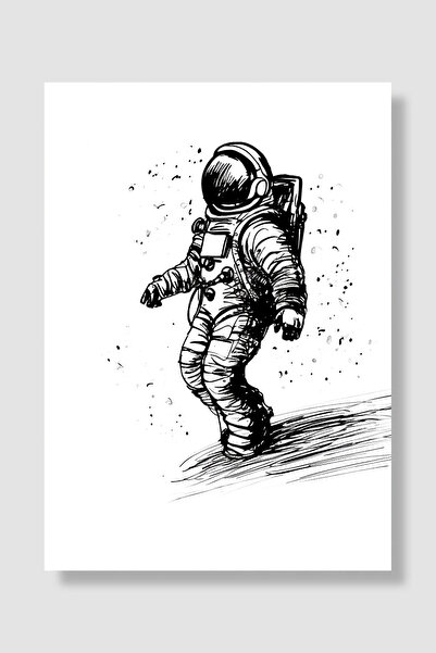 Luna Marissa Astronautski poster, crtež olovkom, astronaut na površini Meseca...