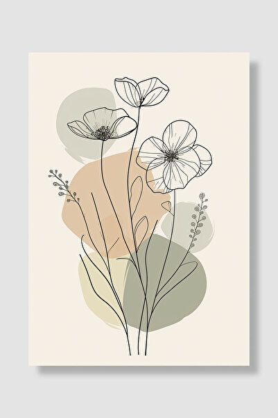 Luna Marissa Poster boem cu artă liniară, flori, pasteluri, decor minimalist ...