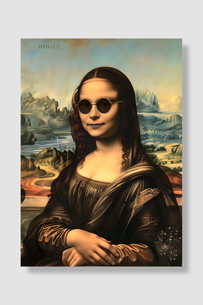 Luna Marissa Poster Mona Lisa cu ochelari de soare rotunzi și ruj albastru De...