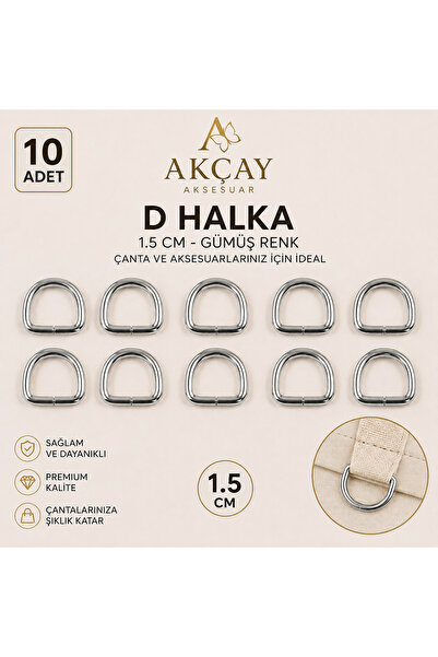 Akçay Aksesuar 1,5 Cm D Halka Çanta Aksesuarı 10 Adet